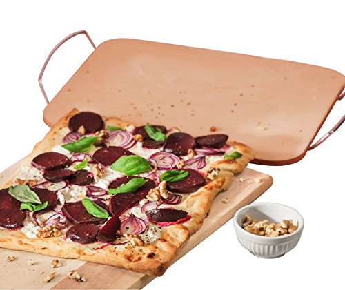 Kaiser Inspiration - Pizza piedra rectangular, Piedra de cerámica con soporte adecuado para pizza, tarta flambée, horno de pan, carbón y parrilla de gas