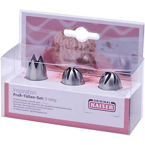 Kaiser Pâtisserie Juego 3 boquillas en Roseta para Manga pastelera, Acero Inoxidable