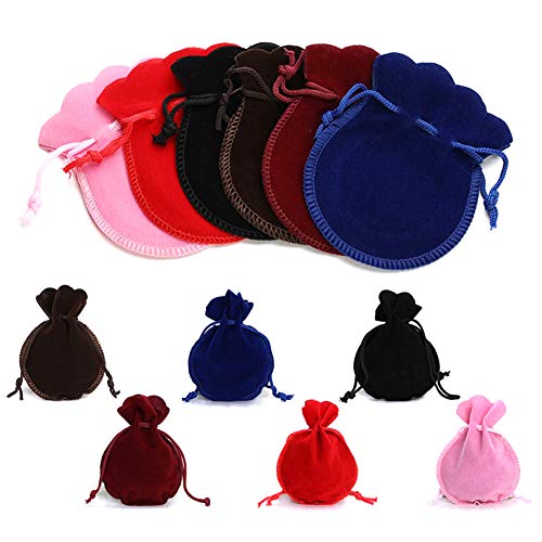 Kalaokei 10 piezas de tela de felpa con cordón para collar, pulsera, joyería, bolsa de regalo, bolsa de almacenamiento, color rojo vino