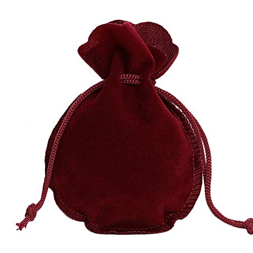 Kalaokei 10 piezas de tela de felpa con cordón para collar, pulsera, joyería, bolsa de regalo, bolsa de almacenamiento, color rojo vino