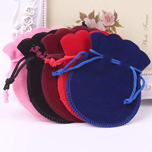 Kalaokei 10 piezas de tela de felpa con cordón para collar, pulsera, joyería, bolsa de regalo, bolsa de almacenamiento, color rojo vino