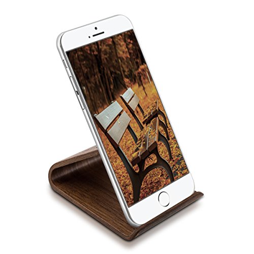 kalibri Soporte de Madera para móvil - Soporte Universal para Smartphone Tablet - Apoyo Compatible con Dispositivos móviles en marrón Oscuro