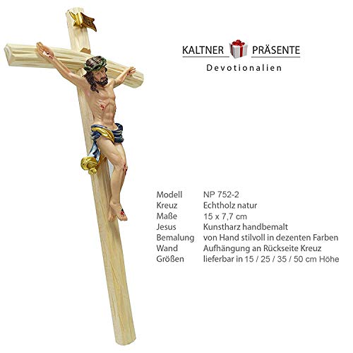 Kaltner Präsente - Crucifijo con Jesucristo para la pared, de madera, 15 cm, pintado a mano, idea para regalo