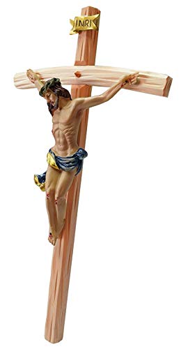 Kaltner Präsente - Crucifijo con Jesucristo para la pared, de madera, 15 cm, pintado a mano, idea para regalo