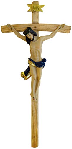 Kaltner Präsente - Crucifijo con Jesucristo para la pared, de madera, 15 cm, pintado a mano, idea para regalo