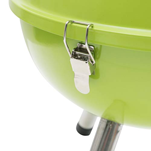 Kamino BBQ Mini-bola BBQ con tres patas, Barbacoa para acampar con mini parrilla de acero y sistema de admisión de aire, color verde, Ø aprox. 32 cm, Altura aprox. 42 cm