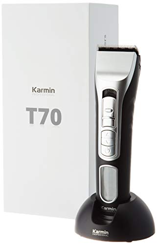 Karmin T70 - Maquina de cortar pelo/cabello profesional para hombre con cuchillas de ceramica, Inalámbrica, recargable con Display LED
