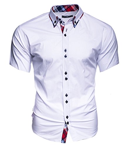 Kayhan Hombre Camisa Manga Corta, Hawaii Weiss (M)