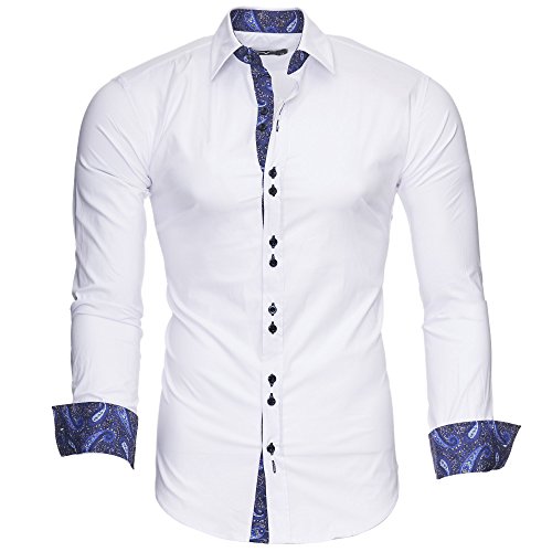 Kayhan Hombre Camisa Royal Paisley White/Navy (M)