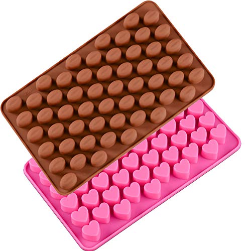 KBstore 2 Pack Moldes de Bombones de Silicona - Forma de Corazon Frijol Molde de Silicone para Chocolate/Caramelo de Café/Cubo de Hielo/Gelatina/Mini Jabon #3