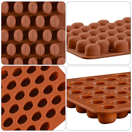 KBstore 2 Pack Moldes de Bombones de Silicona - Forma de Corazon Frijol Molde de Silicone para Chocolate/Caramelo de Café/Cubo de Hielo/Gelatina/Mini Jabon #3