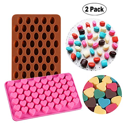 KBstore 2 Pack Moldes de Bombones de Silicona - Forma de Corazon Frijol Molde de Silicone para Chocolate/Caramelo de Café/Cubo de Hielo/Gelatina/Mini Jabon #3