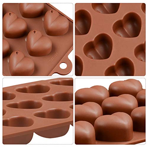 KBstore 4 Pack Moldes de Bombones de Silicona - Forma de Corazón Flor Piramide Molde de Silicone para Chocolate/Caramelo de Café/Cubo de Hielo/Gelatina/Pequeño jabon