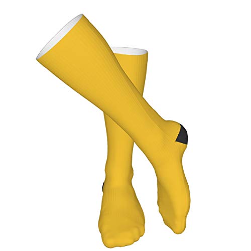 KCOUU sólido amarillo mostaza unisex adultos calcetines gruesos lindo novedad atlético calcetines senderismo senderismo calcetines Recreación al aire libre calcetines Wicking Cushion Crew Socks