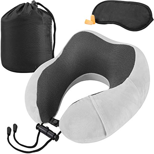 KEAFOLS Almohada de Viaje Almohada de Cuello Cojin de Viaje Almohada de Espuma de Memoria Almohadas de Acampada para Avión Coche Hogar y Oficina