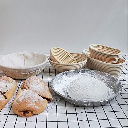 KEBEIXUAN Banneton Pan Cesta de fermentación 2 Paquetes Raspador de Pan de Silicona+Cepillo de Silicona+Herramienta de Cuchilla de Pan Francés (9IN)