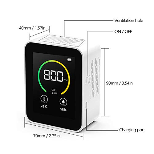 Kecheer Detector de dióxido de carbono,Co2 medidor calidad aire,Medidor de dióxido de carbono,Detectores de CO2