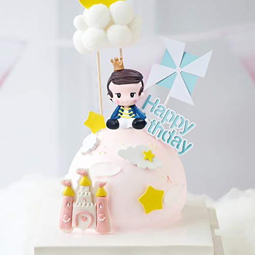 Keilafu Adornos para tartas para niños, Cupcake Topper Set, 5 piezas de decoración para tarta de arcilla suave de cumpleaños de cuento de hadas para niños, decoración de feliz cumpleaños(Princesa)