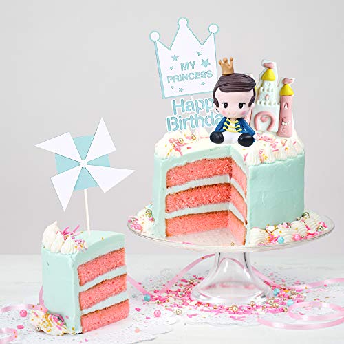 Keilafu Adornos para tartas para niños, Cupcake Topper Set, 5 piezas de decoración para tarta de arcilla suave de cumpleaños de cuento de hadas para niños, decoración de feliz cumpleaños(Princesa)