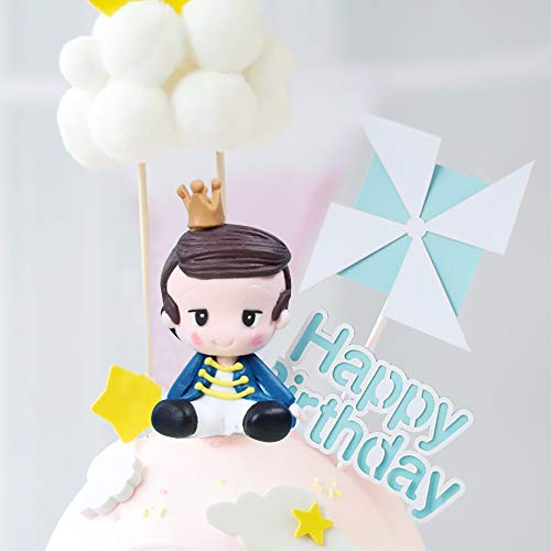 Keilafu Adornos para tartas para niños, Cupcake Topper Set, 5 piezas de decoración para tarta de arcilla suave de cumpleaños de cuento de hadas para niños, decoración de feliz cumpleaños(Princesa)