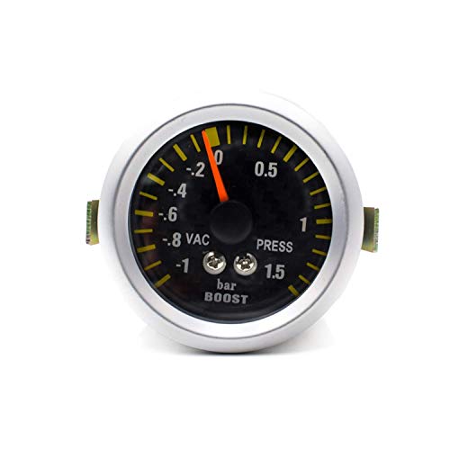 KEKEYANG Medidor Panel de instrumentos 52mm Bar Turbo Boost Gauge Medidor de coches Maquinaria de fibra de carbono de la cara de coches Turbo Boost medidor for motores, barcos, automóviles modificados