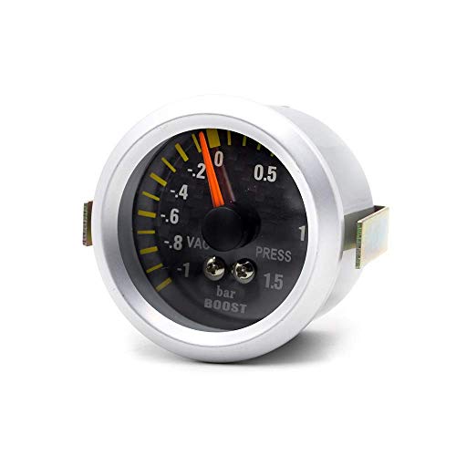 KEKEYANG Medidor Panel de instrumentos 52mm Bar Turbo Boost Gauge Medidor de coches Maquinaria de fibra de carbono de la cara de coches Turbo Boost medidor for motores, barcos, automóviles modificados