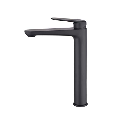 Kelelife Grifo Monomando para Lavabo de Baño, Negro Mate (Alto)