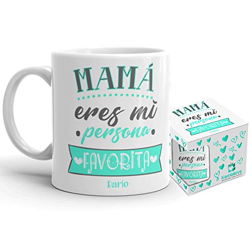 Kembilove Taza de Café Mama Personalizada – Taza de Desayuno con Nombre Madre Eres mi Persona Favorita Personalizada con Nombres Hijos – Tazas de Café y Té para Madres – Regalo Original