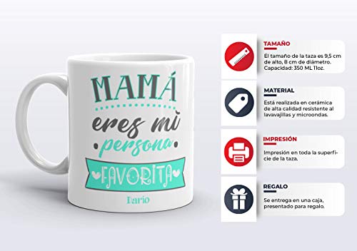 Kembilove Taza de Café Mama Personalizada – Taza de Desayuno con Nombre Madre Eres mi Persona Favorita Personalizada con Nombres Hijos – Tazas de Café y Té para Madres – Regalo Original