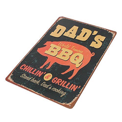 kentop Retro Cartel de chapa Dad 's BBQ Póster Cartel para pared placa para puerta metal Publicidad Pared Cartel para Pub Bar Coffee Shop Cartel para pared principal pared decoración