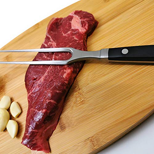 Kerafactum - Tenedor para trinchar carne, para asar y carne de barbacoa, acero inoxidable de alta calidad, 29 cm