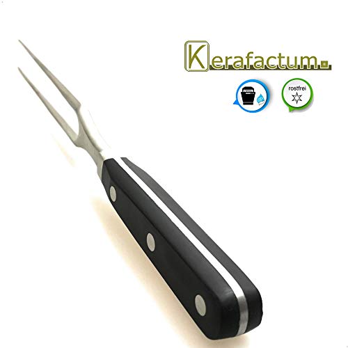 Kerafactum - Tenedor para trinchar carne, para asar y carne de barbacoa, acero inoxidable de alta calidad, 29 cm