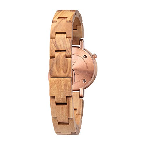 KERBHOLZ Reloj de Madera - Classics Collection Matilda Reloj analógico con un Cuarzo de Gama Alta para Mujeres, Caja y Correa adatapable de Madera Maciza y Natural, Ø 27 mm