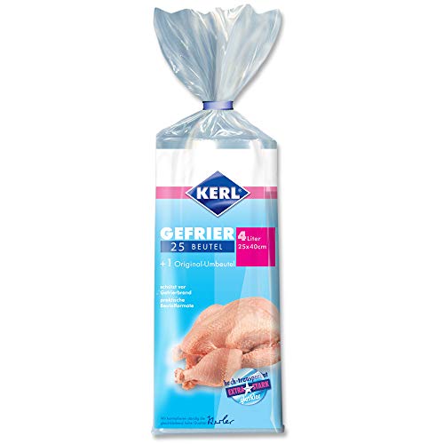 Kerl 4003450010076 - Bolsas para congelados (4 L, 25 x 40 cm, extra fuerte, 25 unidades, polietileno)