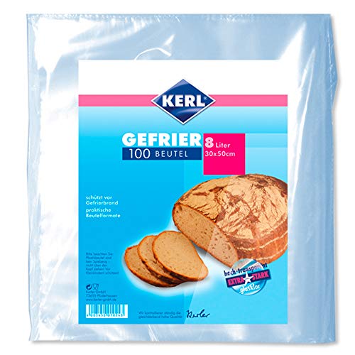 Kerl 4003450010243 - Bolsas para congelados (8 L, 30 x 50 cm, extrafuerte, 100 unidades, polietileno)