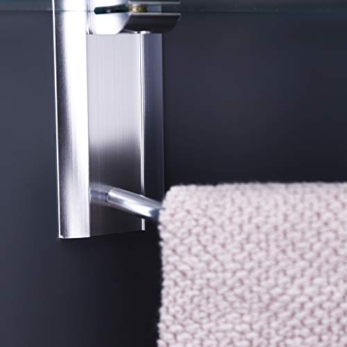 KES Aluminio Estanteria Cristal Esquina Extra Grueso Double Templado de Vidrio Con Toallero de Barra Baño Montaje en Pared Plata Arena Rociado, A4123B