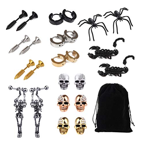 KESYOO 12 Pares de Aretes de Halloween Sets Calavera Araña Caída Colgar Espárragos Punk Ear Jewelry para Mujeres Niñas Niños