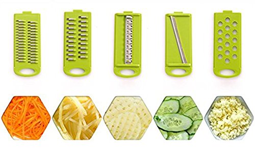 Keynis Mandolina Green Cutter Slicer Herramienta para cortar verduras de acero inoxidable, cortador de verduras 5 en 1