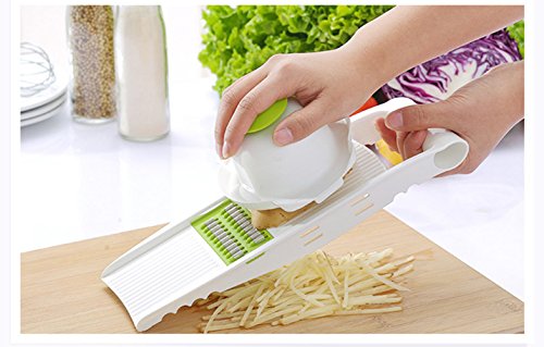 Keynis Mandolina Green Cutter Slicer Herramienta para cortar verduras de acero inoxidable, cortador de verduras 5 en 1