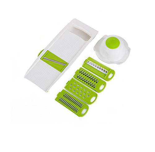 Keynis Mandolina Green Cutter Slicer Herramienta para cortar verduras de acero inoxidable, cortador de verduras 5 en 1