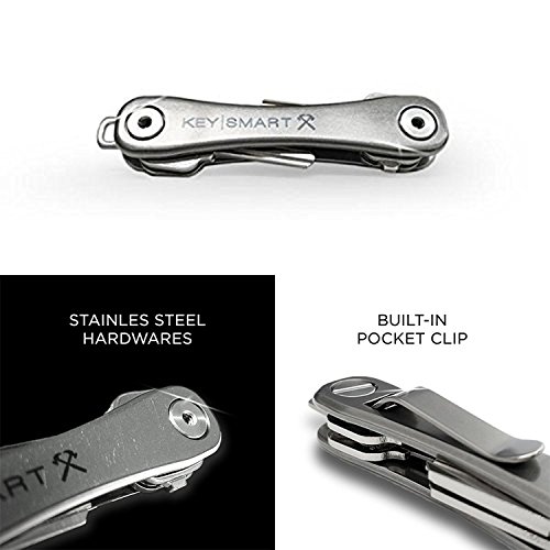 KeySmart Rugged - Llavero Multiherramienta con abridor y Clip de Bolsillo (hasta 14 Llaves, Titanio)