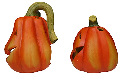 khevga Halloween decoración de Calabaza Cerámica candelero Conjunto de 2