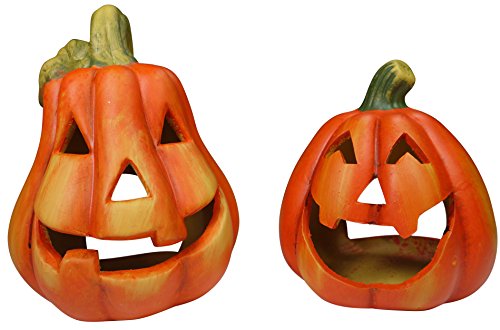 khevga Halloween decoración de Calabaza Cerámica candelero Conjunto de 2