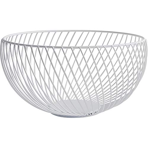 KICCOLY Cesta de frutero de mostrador, diseño Decorativo de Alambre de Acero Inoxidable de frutero con un Moderno Estilo Decorativo, Frutas, Verduras, bocadillos, artículos para el hogar (Blanco)