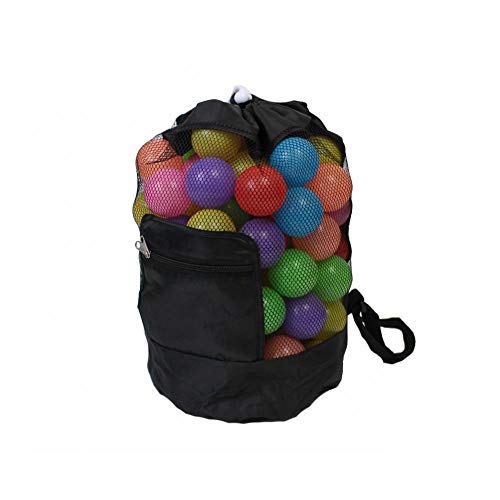 Kids Cordón de Malla Mochila Portátil de Malla Grande Bolsa de Playa para Piscina Juguetes Bolas Balón de Fútbol Deportes Acuáticos Beach Paño Natación (Negro)