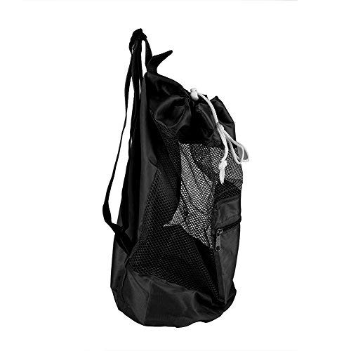 Kids Cordón de Malla Mochila Portátil de Malla Grande Bolsa de Playa para Piscina Juguetes Bolas Balón de Fútbol Deportes Acuáticos Beach Paño Natación (Negro)