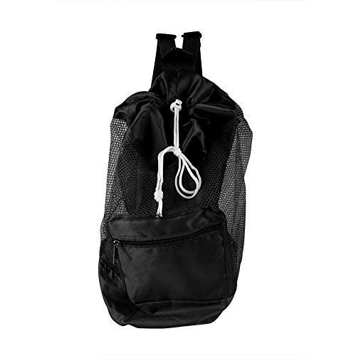 Kids Cordón de Malla Mochila Portátil de Malla Grande Bolsa de Playa para Piscina Juguetes Bolas Balón de Fútbol Deportes Acuáticos Beach Paño Natación (Negro)