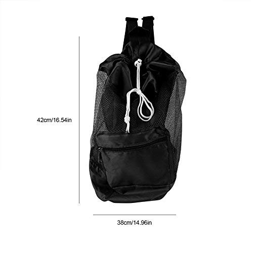 Kids Cordón de Malla Mochila Portátil de Malla Grande Bolsa de Playa para Piscina Juguetes Bolas Balón de Fútbol Deportes Acuáticos Beach Paño Natación (Negro)