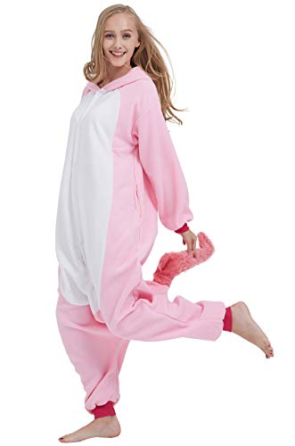 Kigurumi Pijama Animal Entero Unisex para Adultos con Capucha Cosplay Pyjamas Unicornio Rosa Ropa de Dormir Traje de Disfraz para Festival de Carnaval Halloween Navidad