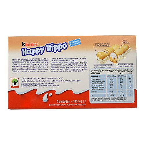 Kinder - Happy Hippo - Barritas de Chocolate - 5 unidades x 20.7 g